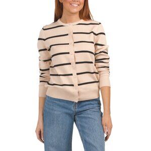 AMORE ROSE Macadamia Striped Cardigan